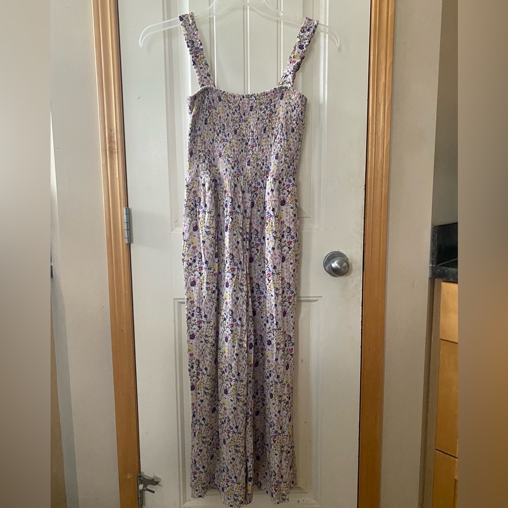 Wilfred Smocked Floral Wide-Leg Jumpsuit – Size M